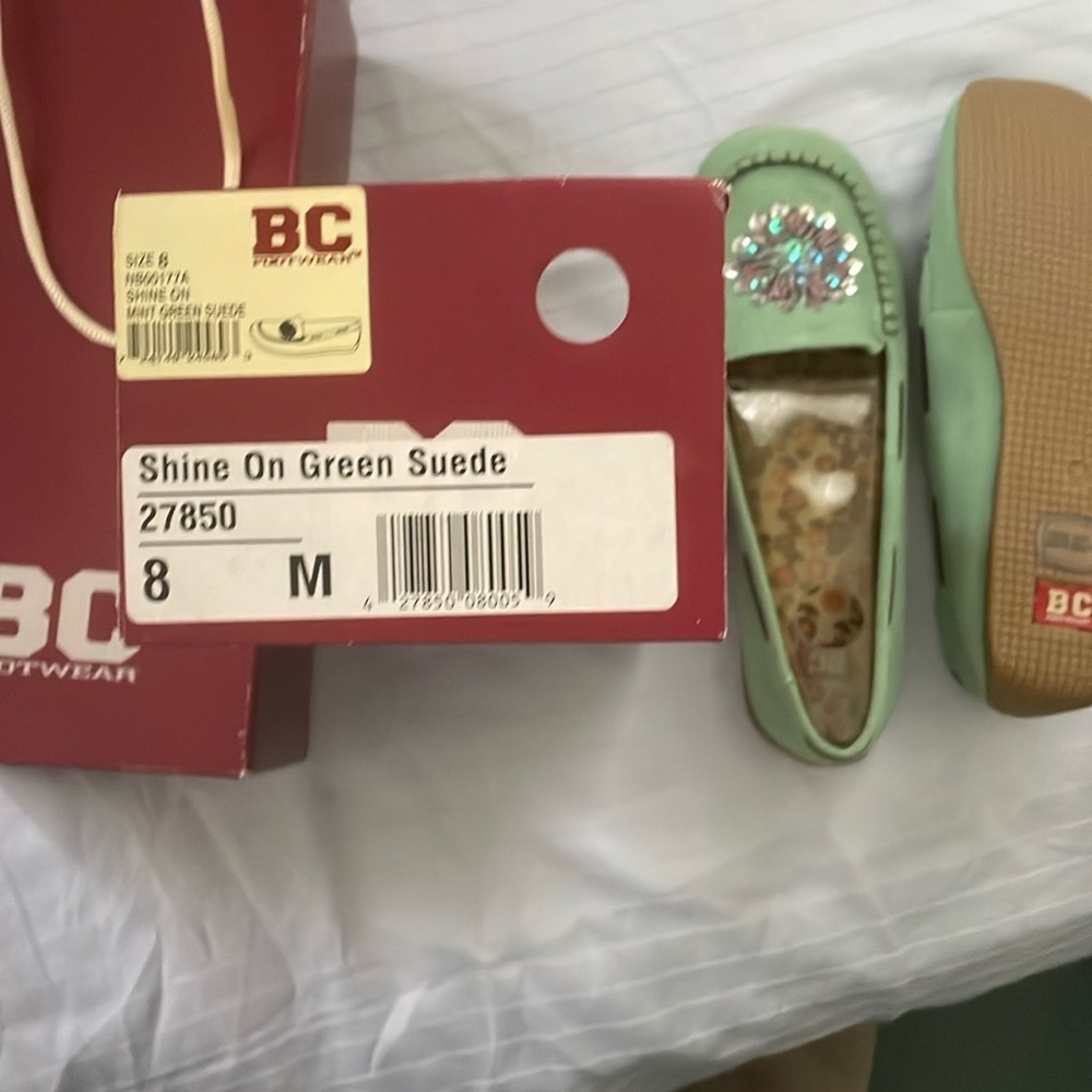 BC Footwear Green Moccasins with Shimmery Finish